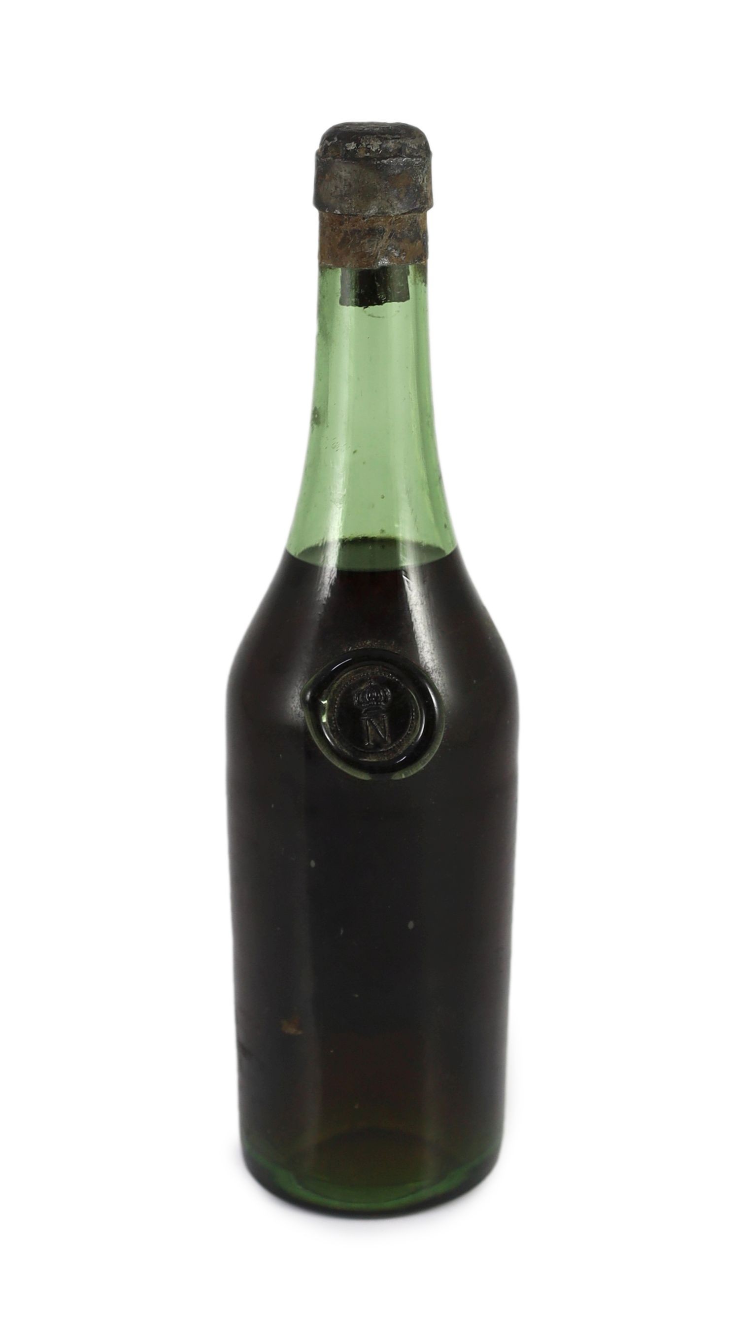 A bottle of Napoleon Grand Champagne Cognac, lacks label